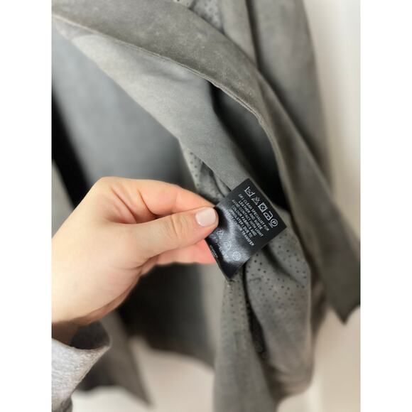 Vintage Y2K Jaeger Women's Dark Gray Genuine Suede Button Classic Jacket Size 14 - Picture 7 of 8
